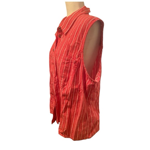 Liz Claiborne Elizabeth Vintage Striped Sleeveless Button Up Shirt - Picture 2 of 8